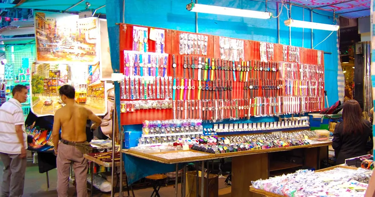 Street stall at Temple Street Night Market Hong Kong