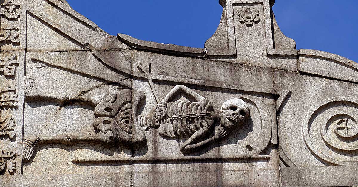 Skeleton Carving on the Ruins of St Paul's, Macau 
