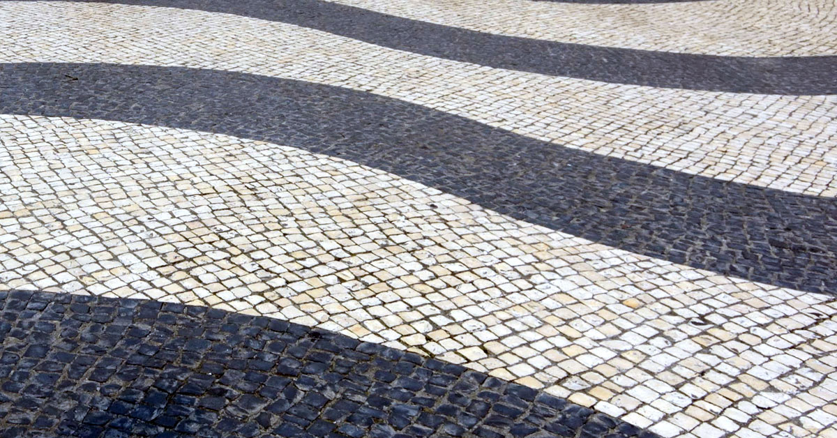 Portuguese pavement tile pattern in Sando Square in Macau's Historic Centre